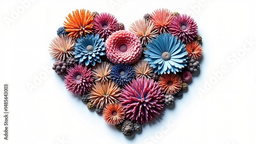 Floral Heart Shape on White Background