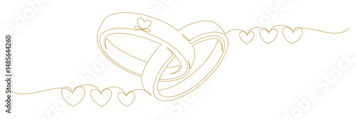 continuous line drawing of wedding rings 4
