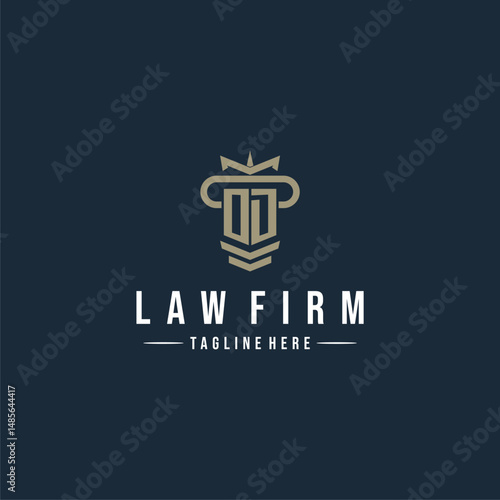 OD initial monogram logo law firm with pillar design