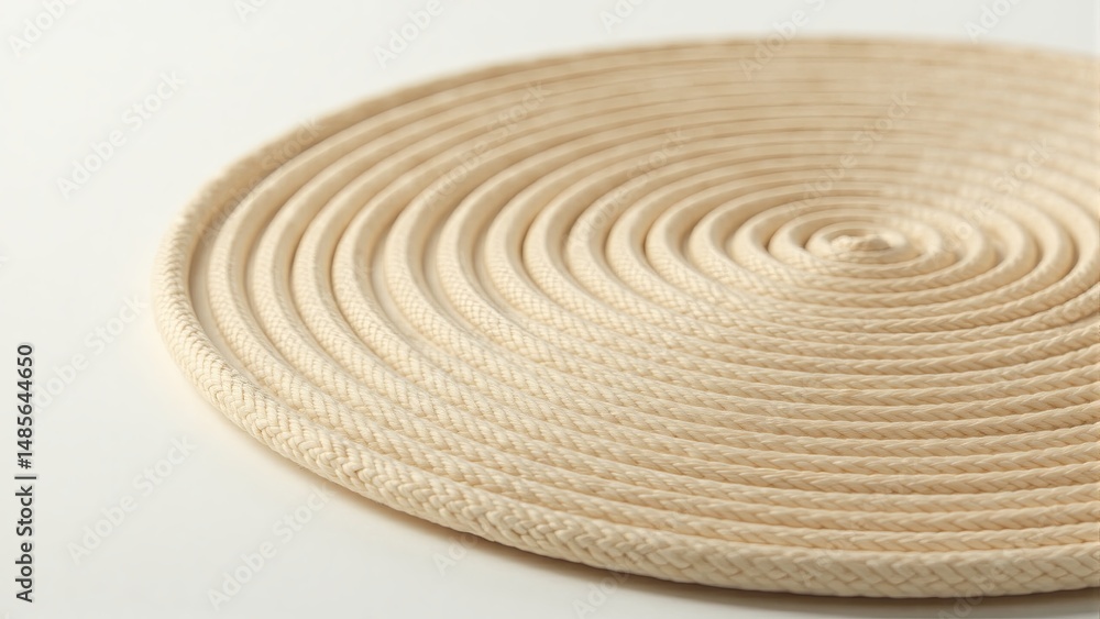 Naklejka premium Round Braided Jute Placemat On White
