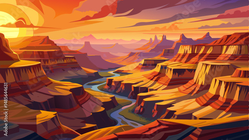 Grand Canyon, Arizona
A vast symphony of layered crimson cliffs and deep golden valleys, glowing beneath a 
