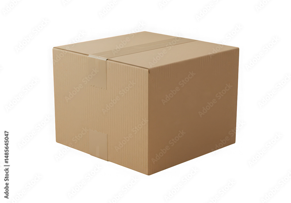 Cardboard box isolated on transparent background for packaging, shipping, and storage use cases. Cardboard box isolated on transparent background for packaging, shipping, and storage use cases.