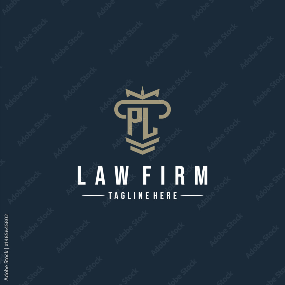 PL initial monogram logo law firm with pillar design PL initial monogram logo law firm with pillar design