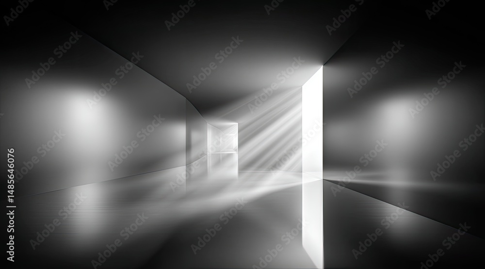Empty, modern, illuminated hallway Empty, modern, illuminated hallway