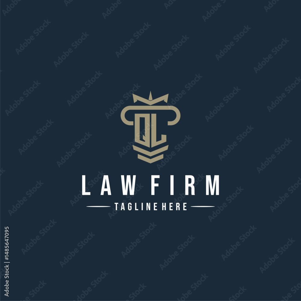 QL initial monogram logo law firm with pillar design QL initial monogram logo law firm with pillar design
