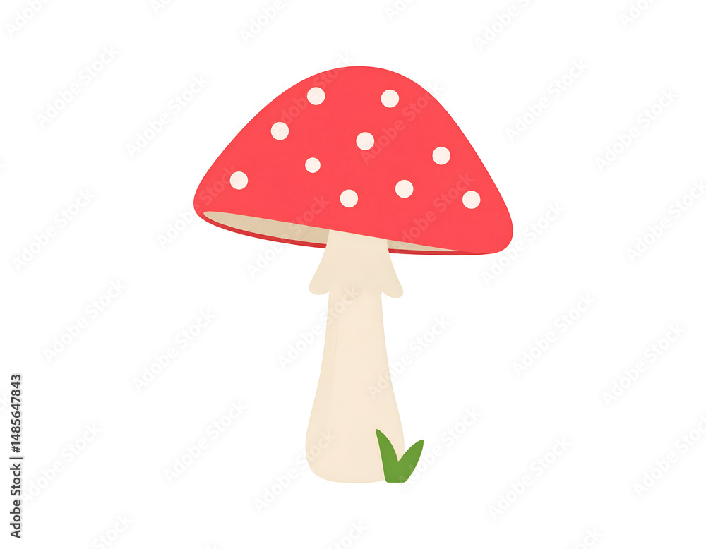 Red mushroom with white dots on a black background Red mushroom with white dots on a black background