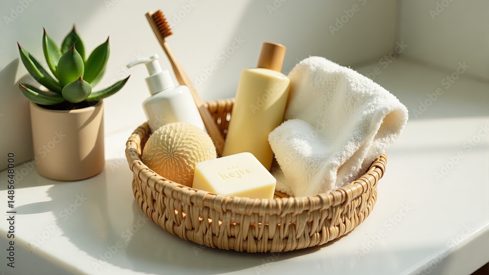 Bathroom Accessories Arranged In Basket - Still Bathroom Accessories Arranged In Basket - Still