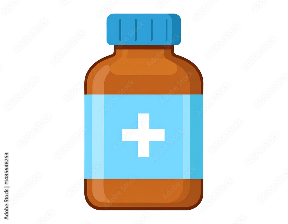 Obraz premium Medicine bottle with plus sign