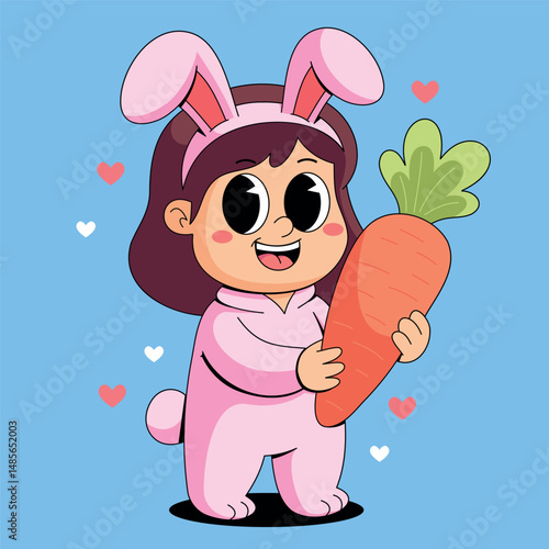 Cute Little Girl with Bunny Costume