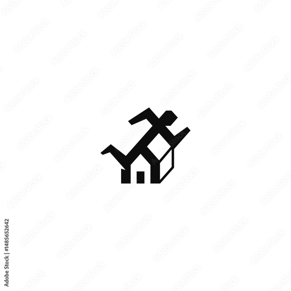 Running man and house silhouette logo idea. Running man and house silhouette logo idea.
