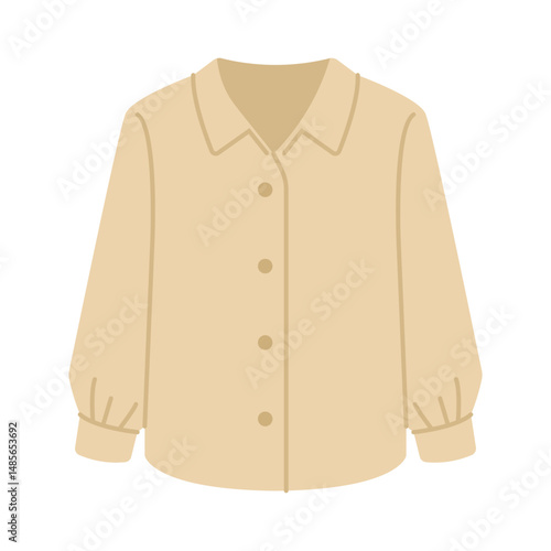 Beige Button Down Shirt Vector Illustration