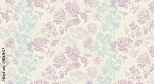 Wallpaper Mural Vintage Floral Pattern with Soft Colors Torontodigital.ca
