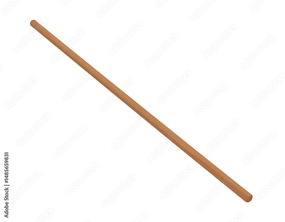 A long, slender, light brown wooden stick A long, slender, light brown wooden stick