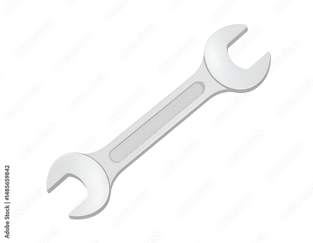 A metallic wrench, tool for tightening or loosening nuts and bolts A metallic wrench, tool for tightening or loosening nuts and bolts