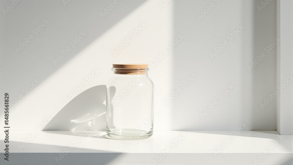 Empty Glass Jar With Wooden Lid Empty Glass Jar With Wooden Lid