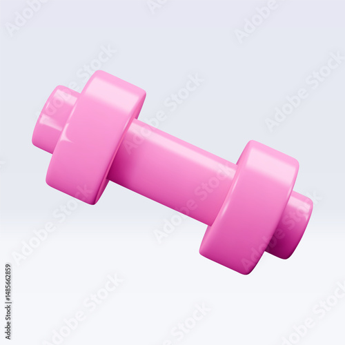 Pink Dumbbell Realistic icon, 3d render. Isolated on white backround. Sport And Fitness design set. Vector illustration for shop, flyer, banner, web, advertising, sale