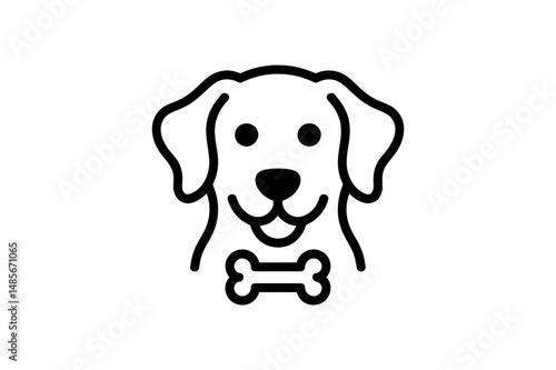 Cute dog with bone pet animal vector illustration