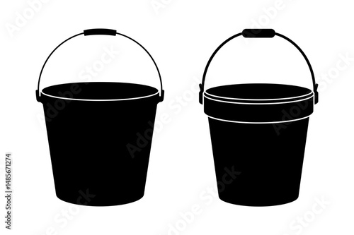 Two black buckets vector illustration graphic
