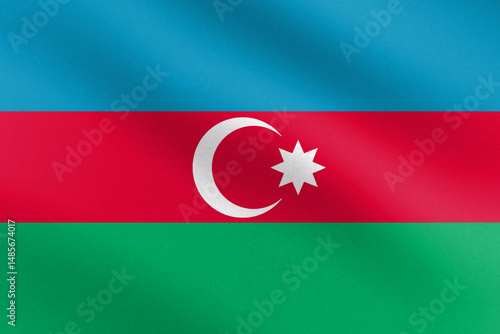 Flag of Azerbaijan with paper texture and light. Vector illustration 