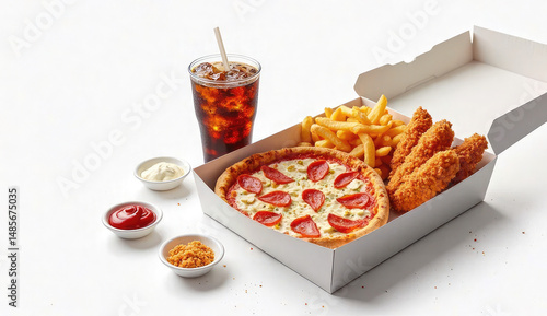 Delicious Pizza, Chicken Tenders, and Fries Meal Deal