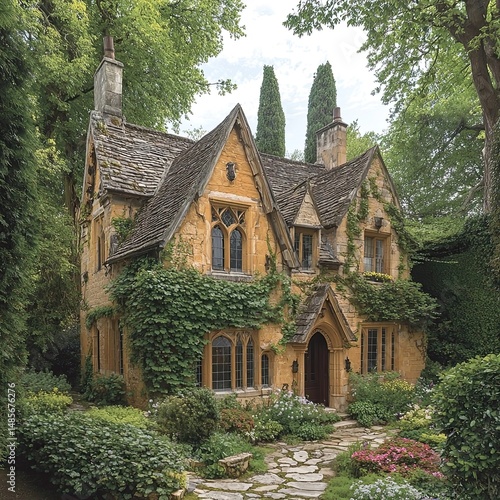 ivy-covered rectory exterior in gloucestershire england