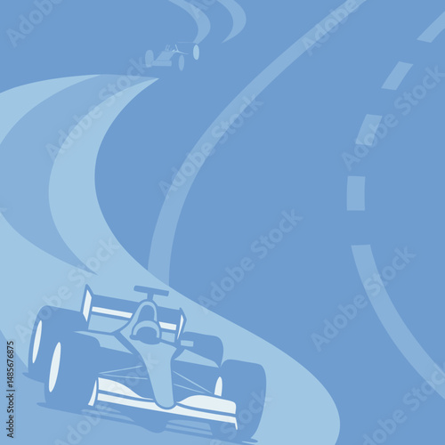 High-speed Formula 1 racing car vector on a dynamic motion track background, perfect for motorsport and racing-themed designs.