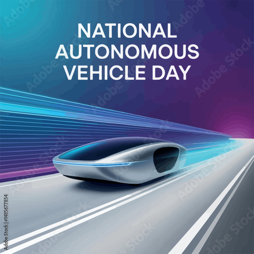 National Autonomous Vehicle Day Self Driving Future Car Tech illustration