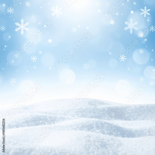 Wallpaper Mural A serene winter landscape features a soft blanket of snow under a clear blue sky, dotted with twinkling white stars that illuminate the night. Torontodigital.ca