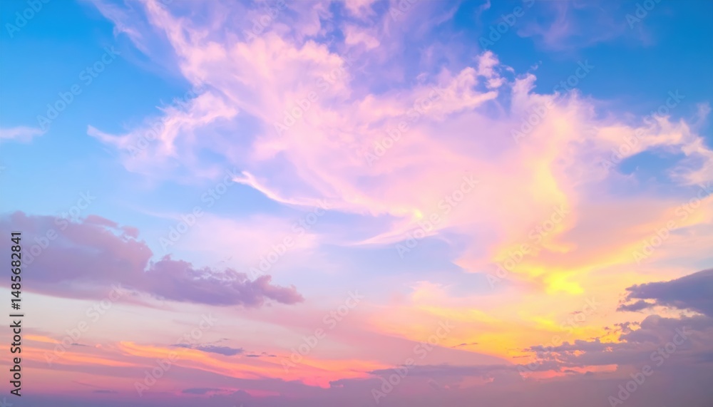 A vibrant blue sky stretches overhead, dotted with fluffy white clouds, creating a serene backdrop that evokes a sense of calm and tranquility. A vibrant blue sky stretches overhead, dotted with fluffy white clouds, creating a serene backdrop that evokes a sense of calm and tranquility.