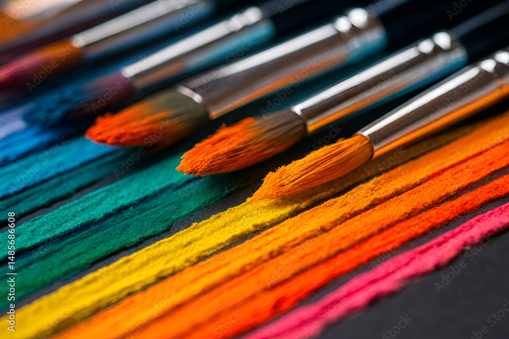 Obraz premium brushes and paints, make up brushes and paint palette 