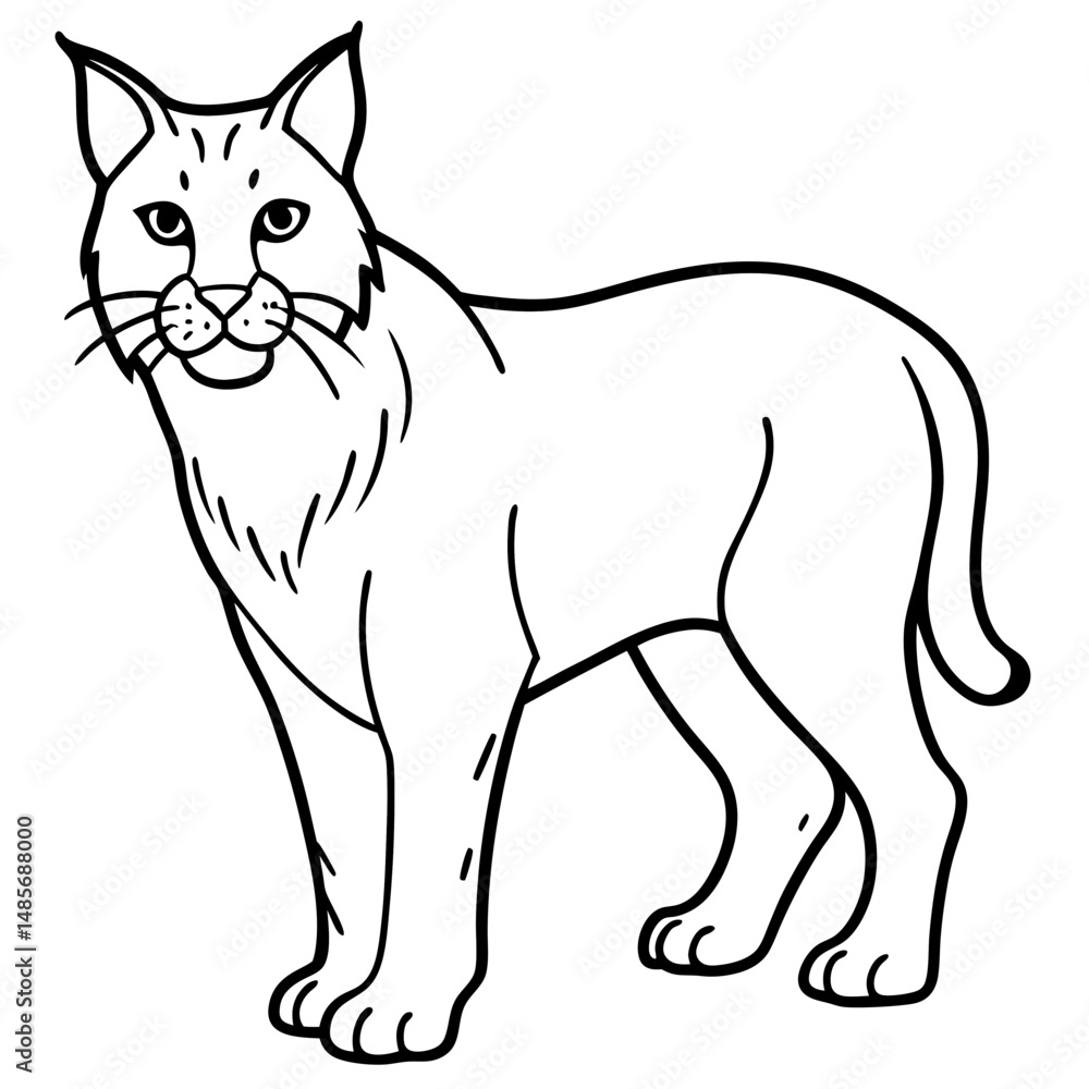 Fototapeta premium Minimal Arctic Lynx Vector Line Art