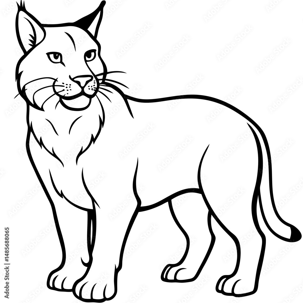 Fototapeta premium Minimal Arctic Lynx Vector Line Art