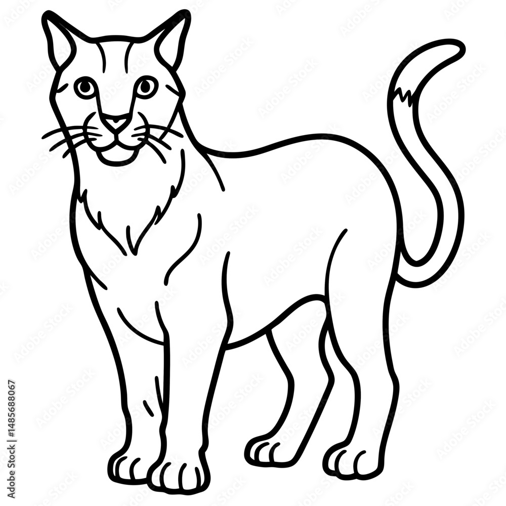 Fototapeta premium Minimal Arctic Lynx Vector Line Art