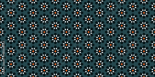 Abstract floral pattern black white motif minimal background. Repeat small elements modern fabric design textile swatch easy to recolor allover print block. Digital illustration high resolution image.