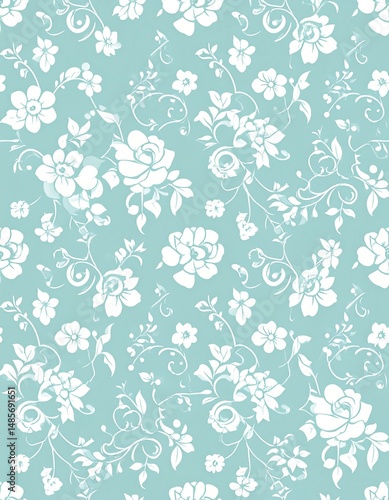 Light blue seamless floral pattern