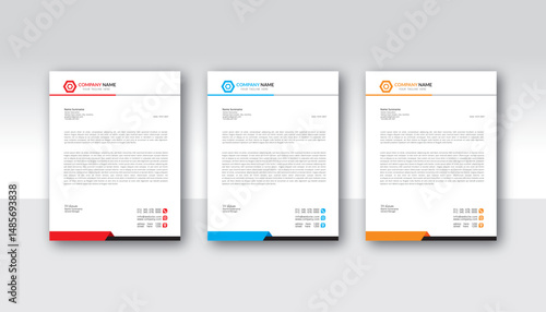corporate modern letterhead design template. company business letterhead template design with color variation bundle