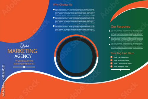 digital marketing agency 3 layers brochures social media posters design vectors template