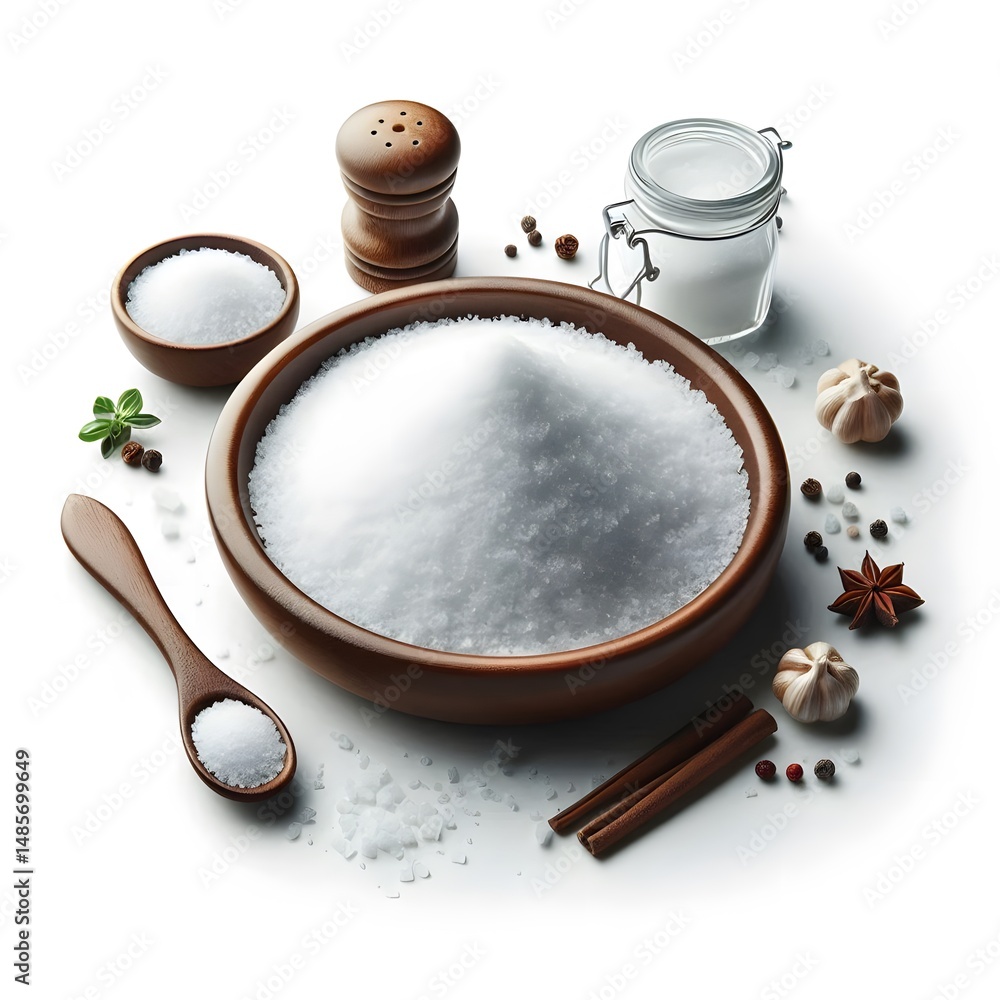 A white salt in platter, isolated on white background A white salt in platter, isolated on white background