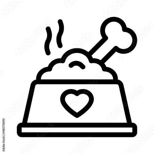 pet food bowl line icon