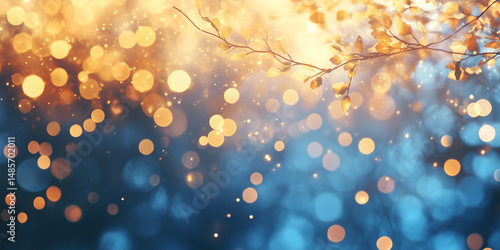 Blurred out fall seasonal abstract nature background with copy space