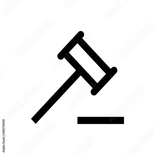 Illustration of a black gavel with a striking block in a simple style on a white background image view