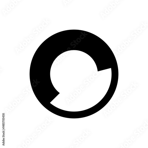 Black circle with a large white arc inside and two angular cutouts creating a partial shape effect