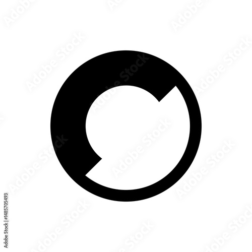 A graphic representation of a circle with a segment cut out creating a partial or incomplete circular shape