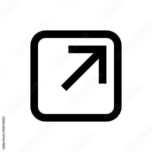 Black outlined square with rounded corners containing an arrow pointing to the upper right corner inside it