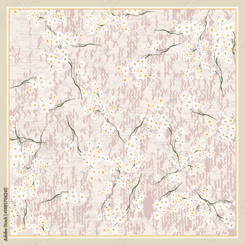 digital silk scarf design with seamless textile pattern