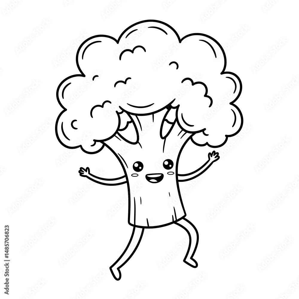Happy Broccoli Character Outline Happy Broccoli Character Outline