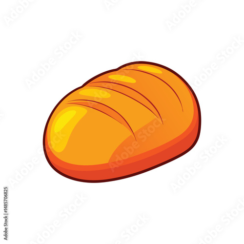 Cartoon Illustration of a Freshly Baked Loaf of Bread