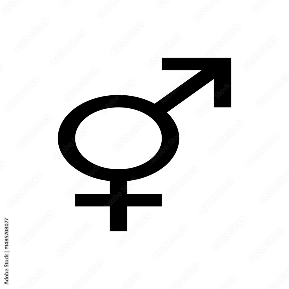 Combined gender symbol featuring male and female symbols in black on a white background illustration image Combined gender symbol featuring male and female symbols in black on a white background illustration image