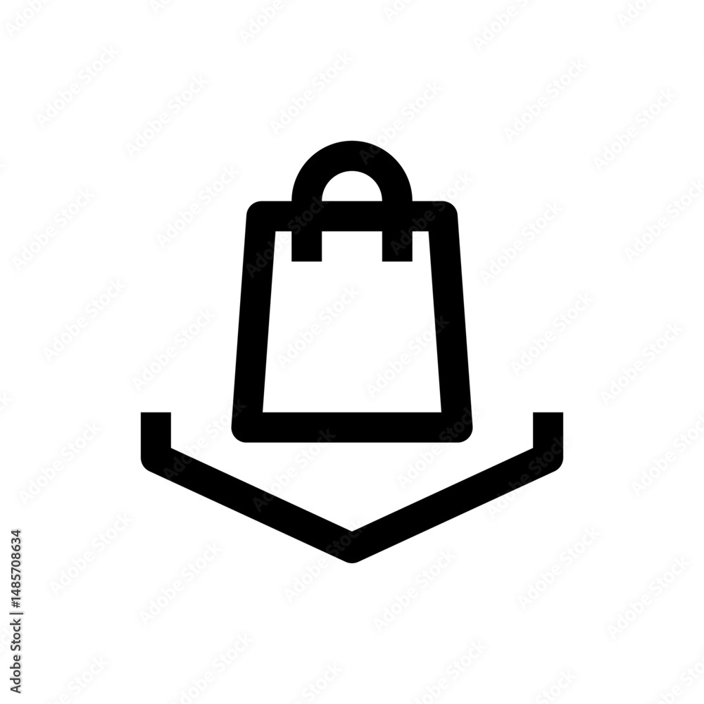 Illustration of a simple black shopping bag icon with a flat bottom support structure element design Illustration of a simple black shopping bag icon with a flat bottom support structure element design