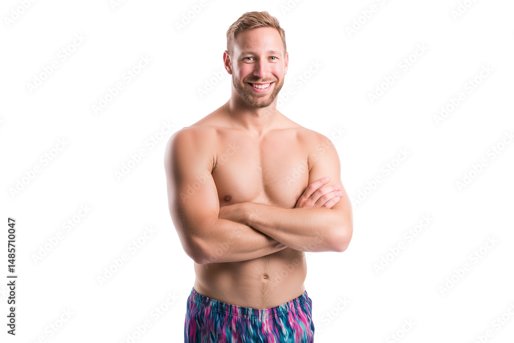 Fototapeta premium muscular man with his arms crossed isolated on white background